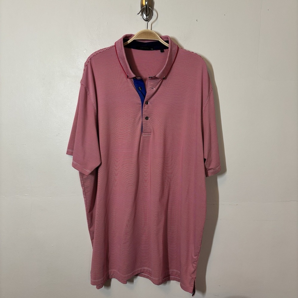 Greyson Men's Polo 2XL Red‎ Striped Golf Performance Cutaway Collar